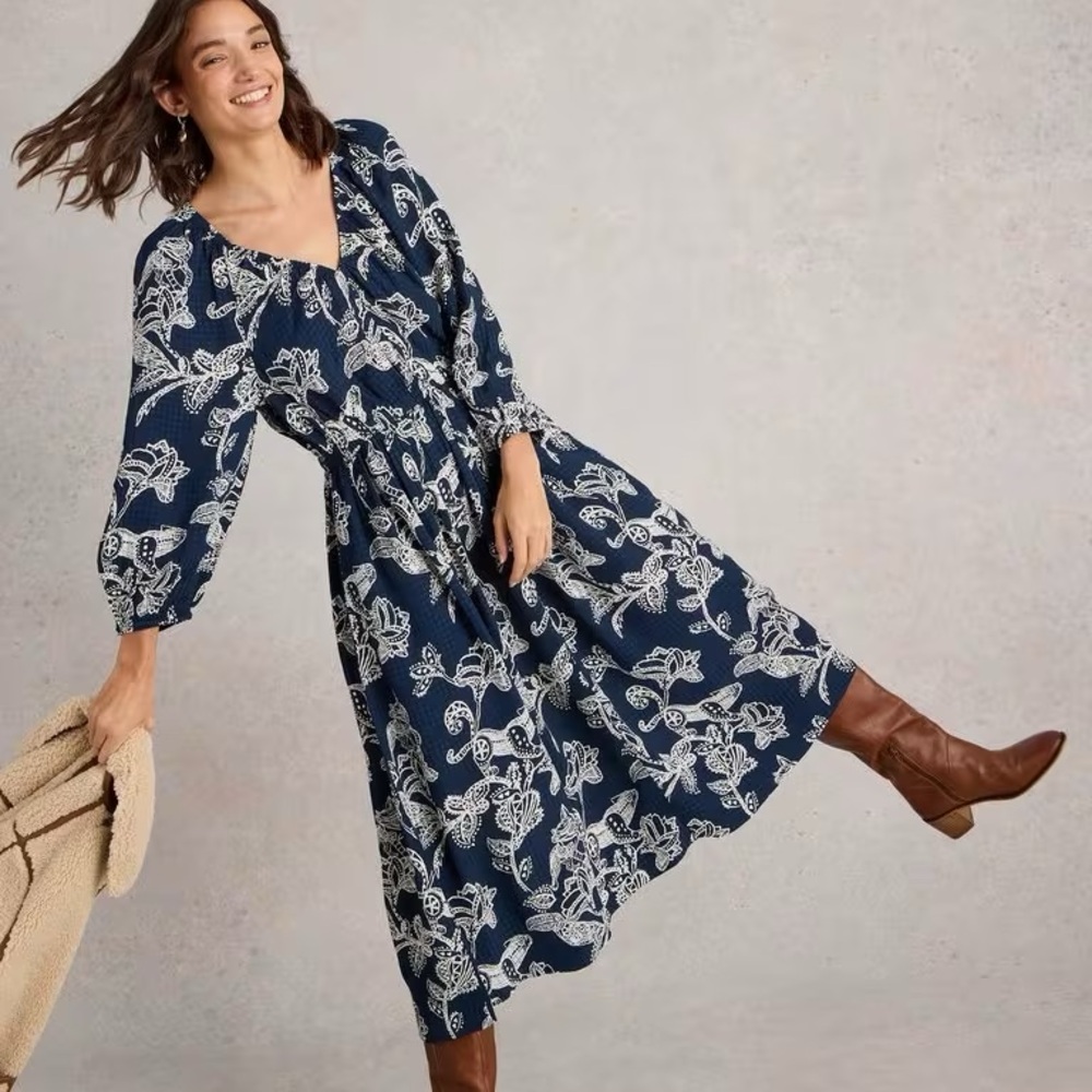 Monteau Los Angeles Blue Floral Print Dress - Picture 9 of 10